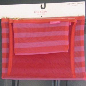 ISAAC MIZRAHI RED and PINK 3 pc- Set Travel Pouch